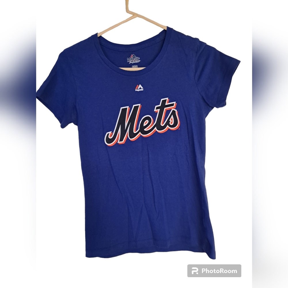 MLB Mets Piazza blue short sleeve top, small EUC
